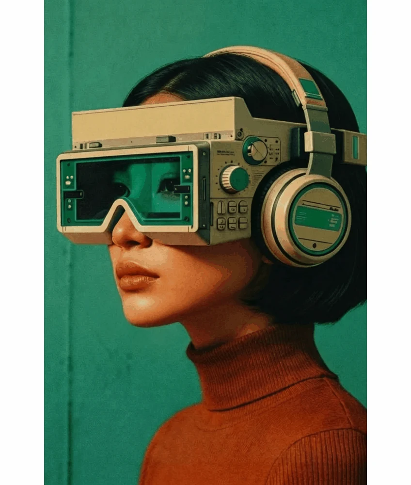 Sapir’s original visual identity artwork featuring a futuristic headset.